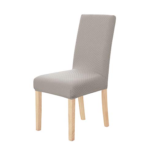 Up To 60% OFF Deconovo Strechy Jacquard Dots Chair Covers Spandex Chair Slipcover Solid Dining Chair Protector Cover Set of 6,Khaki