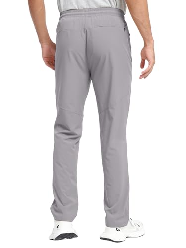 Men's Lightweight Hiking Pants Elastic Waist Water Resistant Quick-Dry Sweatpants for Running Traveling Outdoor Work Lightgrey 342