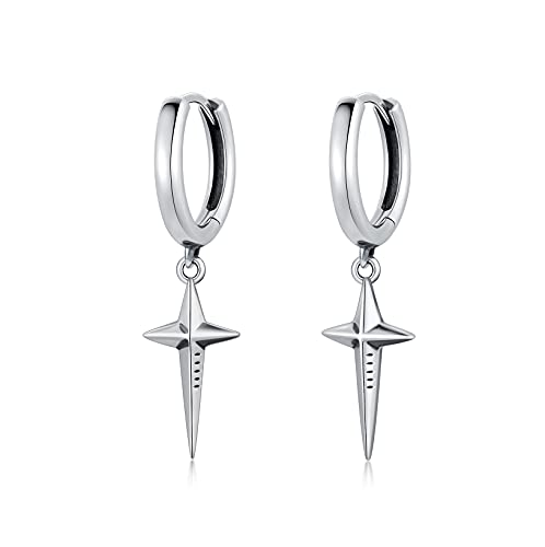 Pelovny Sterling Silver Spike Cross Hoop Earrings Oxidation Hypoallergenic Cross Charm Dangle Earrings For Women Men #TOP3