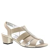 David Tate Womens Eve Rhinestone Block Heel Evening Sandals, Champagne, 9 X-Wide