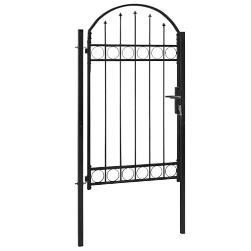 vidaXL Portail de clôture avec Partie supérieure arquée en Acier 104 x 175 cm Noir