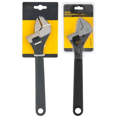 Kit Jogo Chave Inglesa Ajustável 12 E 10 Polegadas 2 Peças-Fosfotizada Vonder-Qualidade e Resistênci