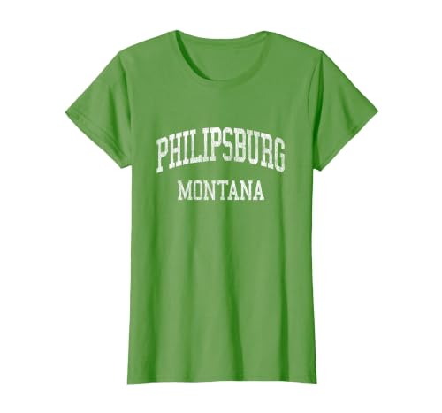Philipsburg Montana MT Vintage Athletic Sports Design T-Shirt, Women, Grass Green, X-Large