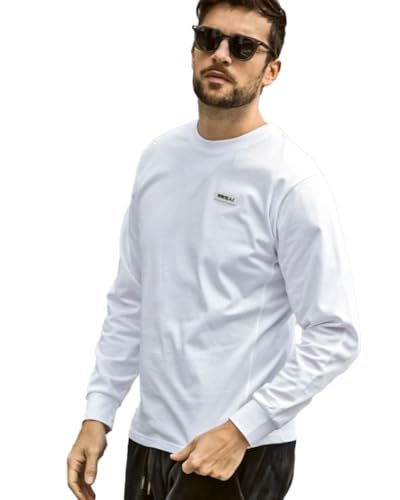 1piu1uguale3 ロンT ホワイト ストレッチ 厚手 バックロゴ 1PIU1UGUALE3 ウノピュウノウグァーレトレ バックロゴ ロンT メンズ