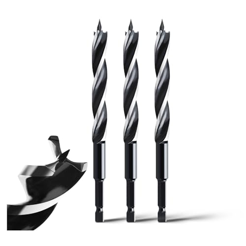 3 pezzi 6x155mm Trapano per legno Trapano per legno curvo per legno tenero, legno duro con punta di centraggio e albero E 6,35