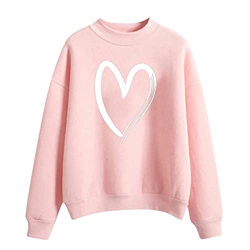 Sweat-shirt femme imprimé coeur en maille douce, coupe premium pour un hiver élégant