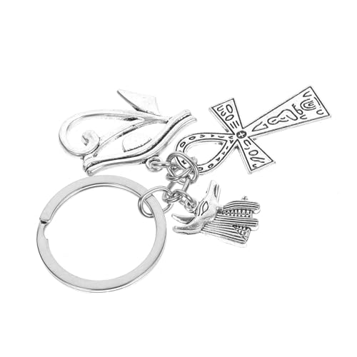 Image of Mipcase Egypt Symbol Keychain with Anubis and Eye of Horus Retro Pendant, Ancient Egyptian Totem Ornament, Unique Key Ring for Bag, Car and Home Decoration