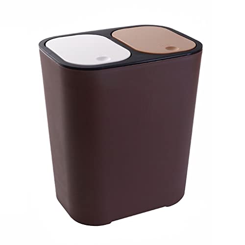 Mülleimer Küche Mülleimer Mülleimer mit Deckel, Rechteck Kunststoff Push Top Dualfach Recyclingbehälter Abfallbehälter for Küche, Badezimmer Papierkorb Abfalleimer Bad (Color : C, Size : 15L)