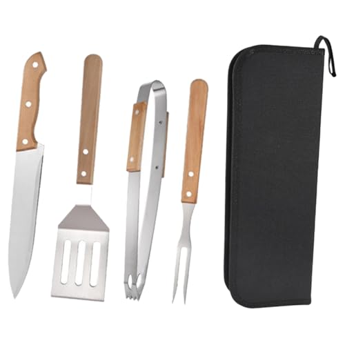 Kit de herramientas para parrilla de acero inoxidable con mango ergonómico miniatura 1