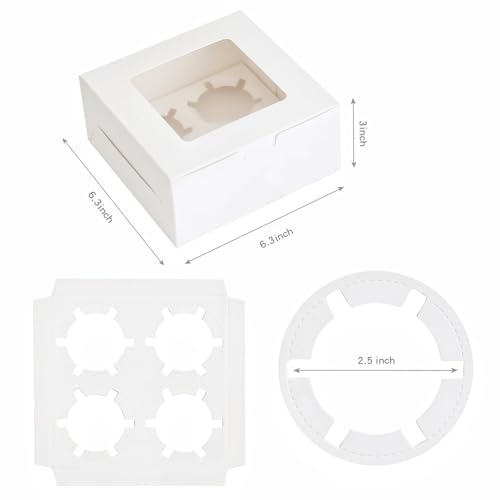Cupcake Boxes 4 Count 30 Pack – Secure & Stylish Window Packaging to Protect and Showcase Your Baked Goods - Image 4