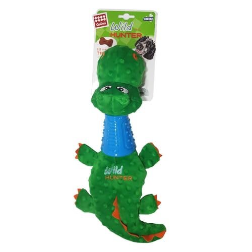 GiGwi Plush Squeaky Dog Toy Soft Crocodile Stuffed Dog Chew Toy with Squeaker and Crunchy TPR Neck