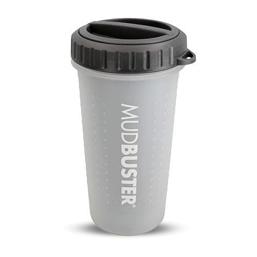 Dexas Lidded MudBuster Portable Dog Paw Cleaner, Light Gray, Large with Lid