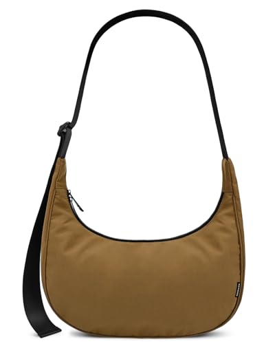 Image of Iioscre Medium Nylon Crossbody Crescent Bag for Women Men, 2 Zippers Crossbody Hobo Bag with Adjustable Strap & Inner Pockets