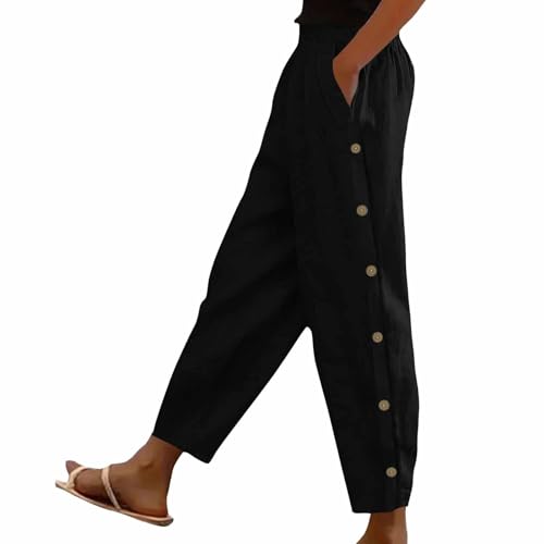 Pantalon coton lin femme été fini l'inconfort de la chaleur avec ce pantacourt
