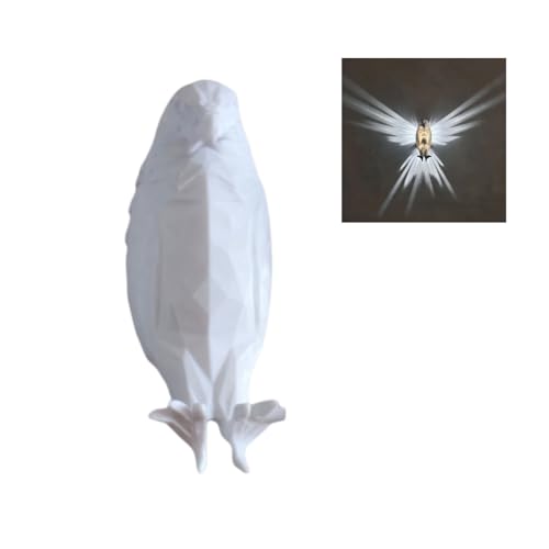 ISFIBA 3D Animal LED Wall Lamp Creative Resin Carving Atmosphere Rendering for Study Bedroom Dining Room Stairway Hallway Bar (white Bald Eagle)