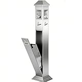 DowPie Cenicero metálico de pie para Exteriores, receptáculo Comercial para Colillas de 120 cm, Apertura por los 4 Lados, diseño con Cerradura y Cubo Interior extraíble para Patios, hoteles. Silver