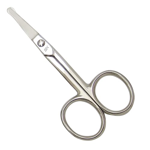 Premium Nose Hair Scissors, Curved Safety Blades with Rounded Tip for Trimming Small Details Facial Hair, Ear Hair, Eyebrow, SUNDEN SD1257
