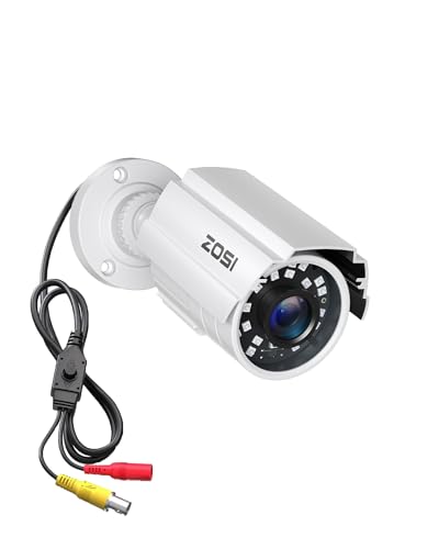Image of ZOSI 1080P HD 1920TVL Hybrid 4-in-1 TVI CVI AHD 960H CVBS CCTV Security Camera,80ft Night Vision,2MP Weatherproof Aluminum Metal Bullet Camera for 960H,720P,1080P,5MP,4K Analog Surveillance DVR-White