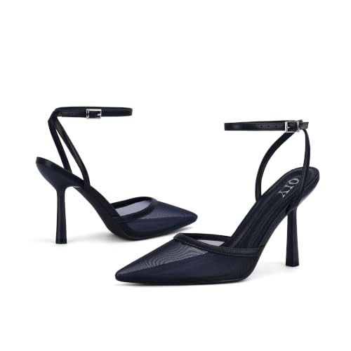 Image of QIY Closed Toe Heels for Women Pumps High Heel Strappy Sandals | Pointed Toe Slingback Women Heels with Ankle Strap, Stilettos Wedding & Bridal Formal Dress Shoes for Evening Party, Prom