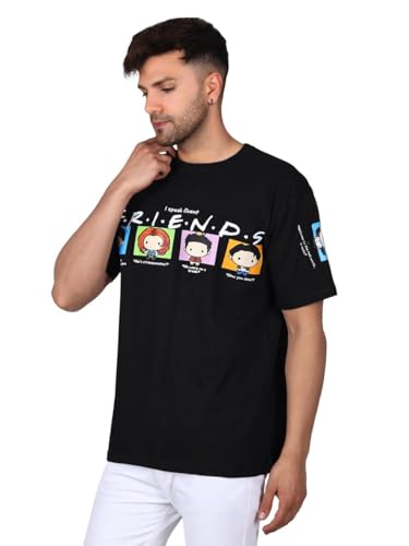 Image of F.R.I.E.N.D. Tribute Men's Printed Round Neck Pure Cotton Black T-Shirt