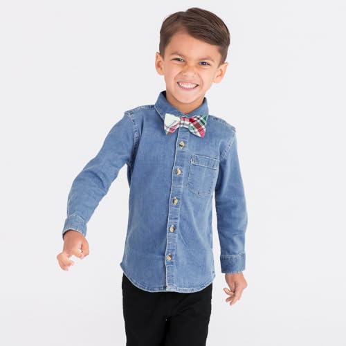 RUGGEDBUTTS® Boys Solid Cotton Long Sleeve Button Down Shirt with Button Tabs3