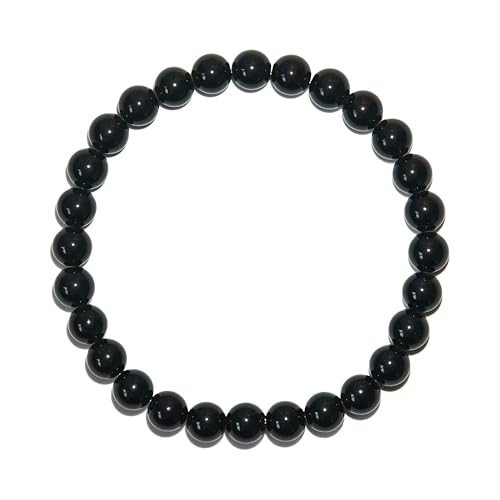 BANANE LAB Black Obsidian Bracelet 6mm Natural Beads Fits 6.5 Wrist