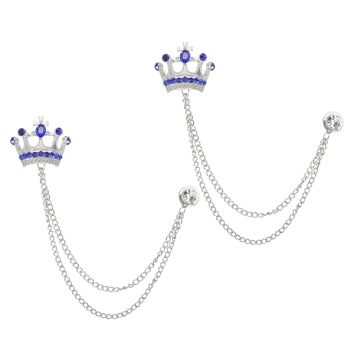 Image of PATIKIL Crown Hanging Chain Brooch Pins, Rhinestone Suit Pins Fashion Crystal Lapel Pins
