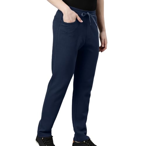 Image of F A S O Men's Cotton Track Pants - Casual Fit, Ottoman Fabric, Denim Pocket, Invisible Back Pocket, Adjustable Drawcord Waist - Gym, Workout, All-Day Comfort Lounge Joggers