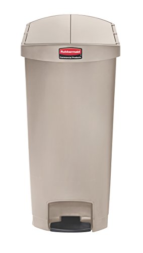 Image of Rubbermaid Commercial Products Streamline Plastic Front Step On Trash Can, 18 Gallon, Beige, Hands-Free Garbage Can for Medical Waste in Hospitals /Lab /Emergency /Patient Rooms
