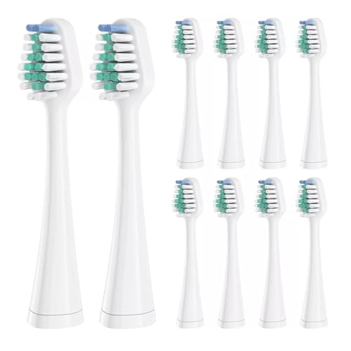Ersatz-Zahnbürstenköpfe, kompatibel mit Waterpik Electric Adult Oral Hygiene Clean Dental Center Bristle Soft Düsen(10pcs white green)