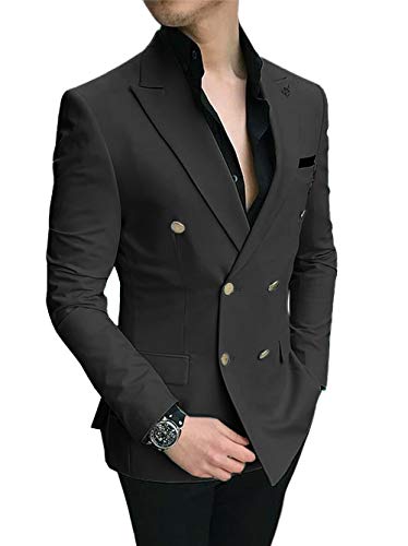 Formal Men's Suit Jacket Slim Fit Double Breasted Mens Suits Tuxedo Blazer for Wedding Groomsmen(Jacket)2