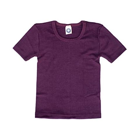 Cosilana, Children´s Termal T-Shirt/Undershirt, 70% Organic Wool, 30% Silk (10-12 Years - EU 152, Plum) Cover