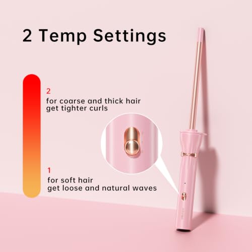 Hahahope 3/8 Inch Skinny Curling Wand, 9mm Mini Barrel for Short & Long Hair, Dual Voltage with 2 Heat Settings, Fast Heat Ceramic Curler — view 5