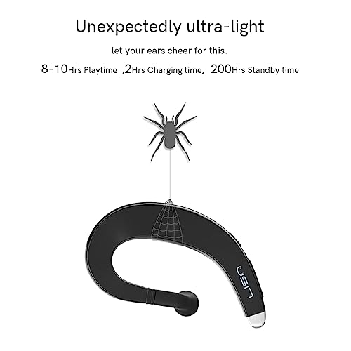 Ear Hook Wireless Bluetooth Headphone,LISN Painless Wearing Bluetooth Earpiece with Mic,Lightweight Non Ear Plug Single Ear Bluetooth Headset for Cell Phone 8-10 Hrs Playtime(Black) - Image 3