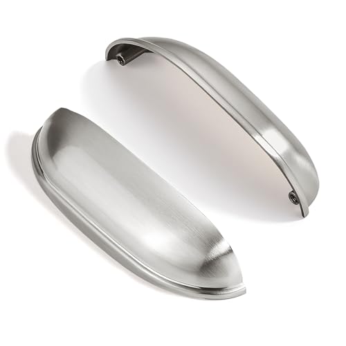 ZAUYX 10 Pack 5" Drawer Pulls Brushed Satin Nickel Cabinet Cup Pulls Kitchen Hardware Cabinet Handles Drawer Handles Knobs 5 inch Hole Center by ZAUYX - Used condition - US$25.93