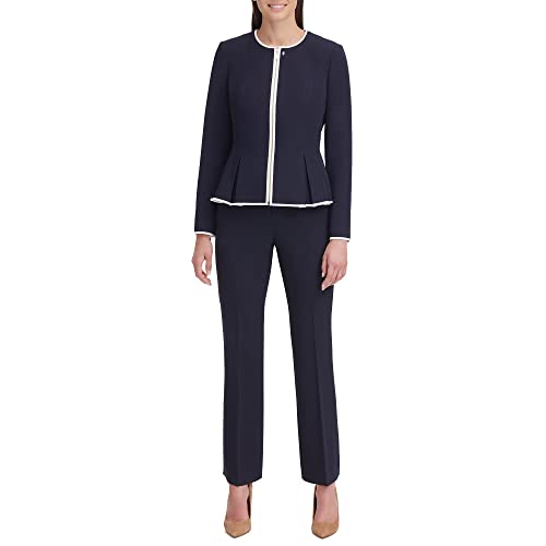 Tommy Hilfiger Women's Peplum Collarless Zip Front Blazer Jacket2