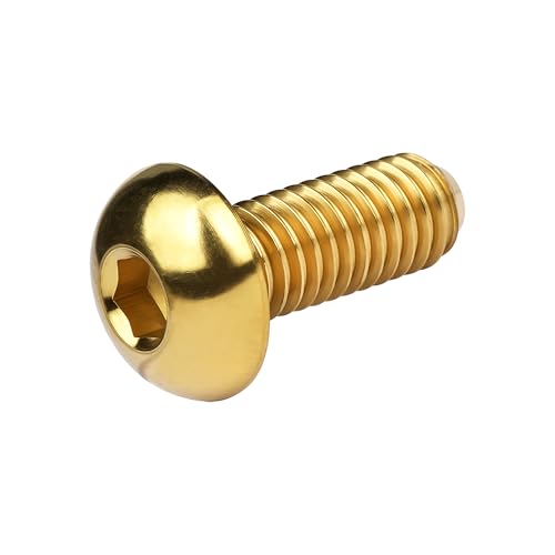 Image of Titanium Bolt M4x6 8 10 12 15 20mm Hex Head Screws for Bicycle Pack of 4 (Gold, M4x10mm)
