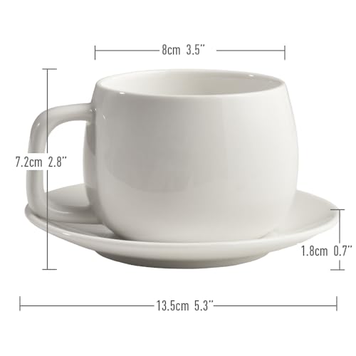 ionEgg Porcelain Cup with Saucer 270ml/9oz, Minimalist Design, Perfect for Latte Cappuccino and Tea, White - Image 2