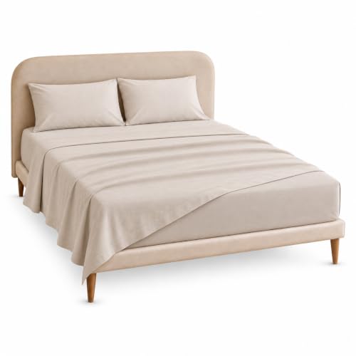 Decolab Jogo de Cama Casal Completo 100% Algodão Macio Bege