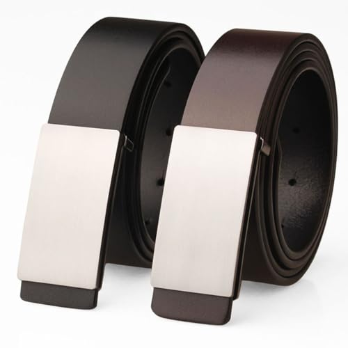 Men's Belt First Layer Cowhide Snap Buckle Through Dyed Leather Extended Suitable for Casual Business Gift3