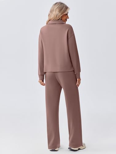 Image of PINSPARK 2 Piece Sets for Women 1 /2 Zip Sweatsuit Loose Fit Sweatshirt Straight Leg Pants 2026 Matching Outfit Fall Tracksuit