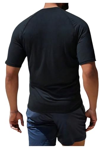 SweatyRocks Men's Swim Shirts Short Sleeve Solid Surfing Rash Guard Sun Protection Beach2
