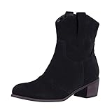 Yesgirl Femme Chaussure Mode Bottines Bottes Santiags Cowboy Western Motard Motarde Moto Biker Talon Western Low Talon Boots Noir 40 EU