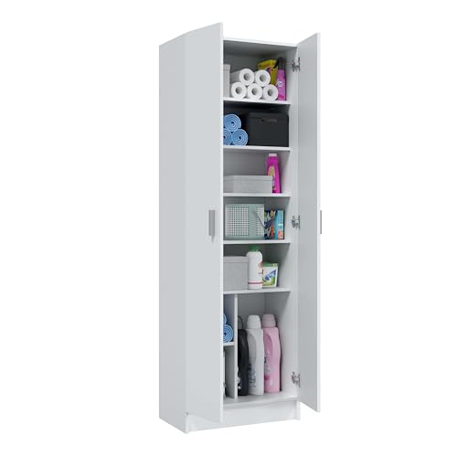 Habitdesign Armario Zapatero Multiusos, Armario Auxiliar, Acabado en Color Blanco, Medidas: 59 cm (Ancho) x 180 cm (Alto) x 37 cm (Fondo)