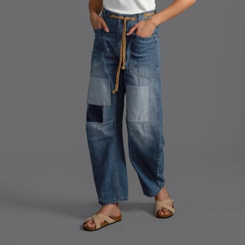 Women's Jeans Loose Fit Straight Leg Jeans with Drawstring Casual Long Pants for Women4