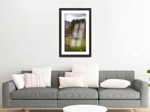 Wall Photo Frame Mahogany 70x90 cm Frame With 80x60 cm Mount Picture Poster Print With Clear HD Perspex 30x15 MM Moulding Mounting Hooks MDF Backboard