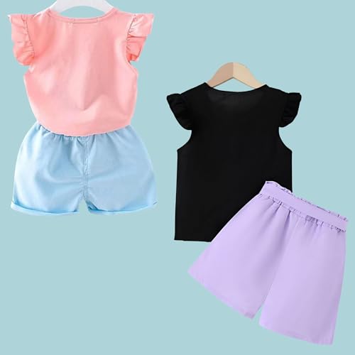 Image of 4YOU DRESSES Beautiful Cotton Blend Fabric Top and Shorts For Girls(Pack Of 2)