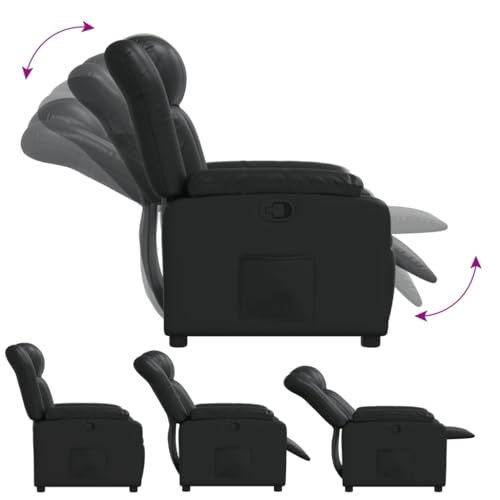 Fauteuil de relaxation en similicuir noir avec repose-pieds rétractable - 7