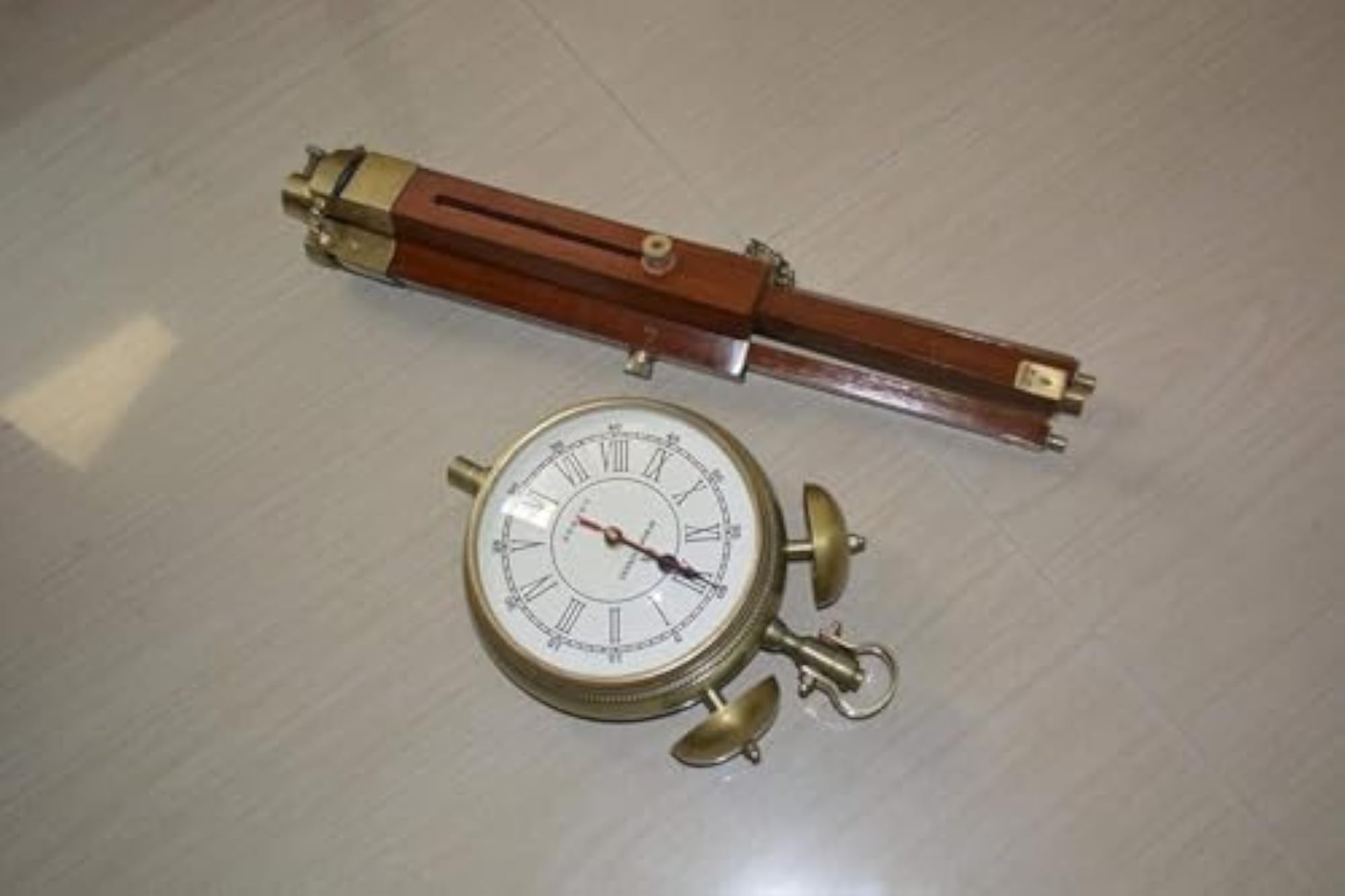 Vintage Tripod Floor Clock with Roman Numerals, Adjustable Height