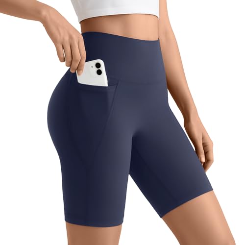 Womens ButterLuxe Biker Shorts 6Inches - High Waisted Elastic Workout Running Gym Volleyball Spandex Yoga with Pockets
